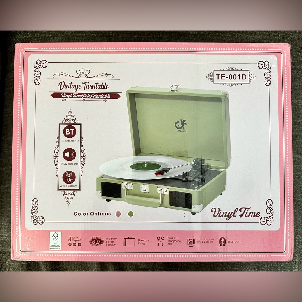 Vinyl Time Green Vintage Turntable